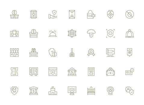 ligero línea íconos desde seguro conjunto con 35 vectores creativo icono conjunto