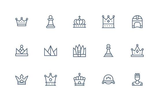 King Set with 15 Regular Line Icons Pixel Perfect Icon Set vector