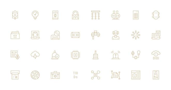 Thin Line Style System Icons with 32 Vectors Interface Icon Collection for Daily Projects