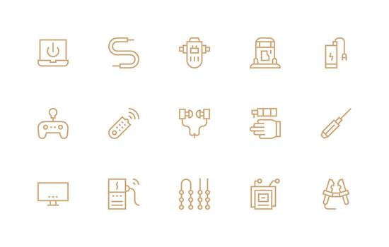 Electronics Icon Set with 15 Regular Line Graphics Well-Structured Icons for Creative Use vector