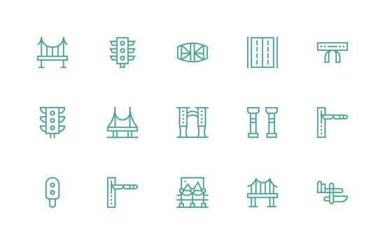 Roadway including 15 Regular Line Illustrations Clean Icon Collection for Web Use vector
