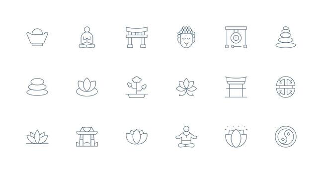 Minimal Line Style Zen Icons with 18 Vectors Sharp Icons for Presentations