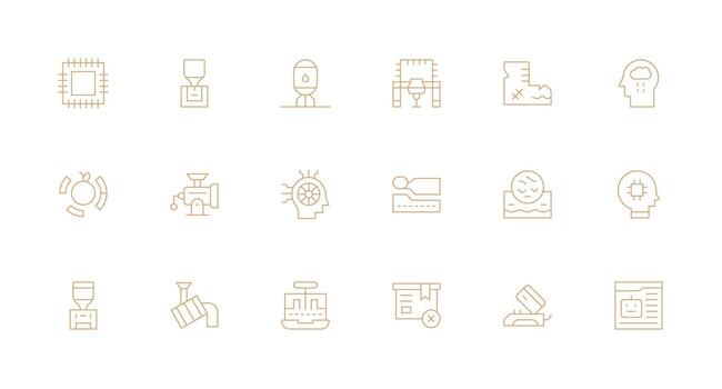 18 Processing Icons in Minimal Line Aesthetic UI and UX Focused Icon Collection vector