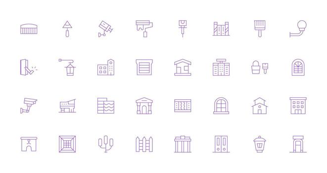 32 Icons for Exterior in Thin Line Format Scalable Icon Pack vector