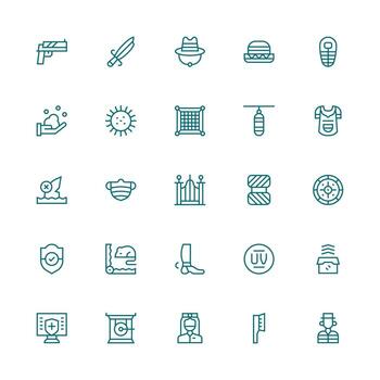 25 Medium Stroke Outline Vectors for Protection Theme Minimal Icon Set for Interface Projects