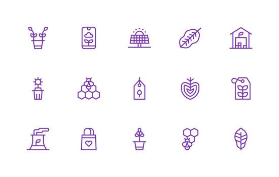 EcoFriendly including 15 Regular Line Illustrations Icon Set for Projects vector
