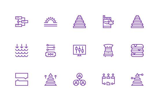 Levels Visual Pack containing 15 Regular Line Icons Well-Structured Icons for Creative Use vector