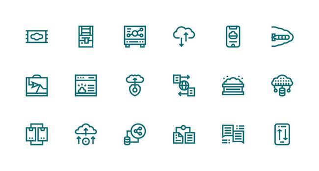 Strong Stroke Line Style File Sharing Icons with 18 Vectors High-Resolution Icons for Any Platform