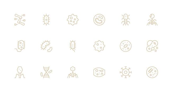 Microbe featuring 18 Icons in Minimal Line Design Icon Set for Projects vector