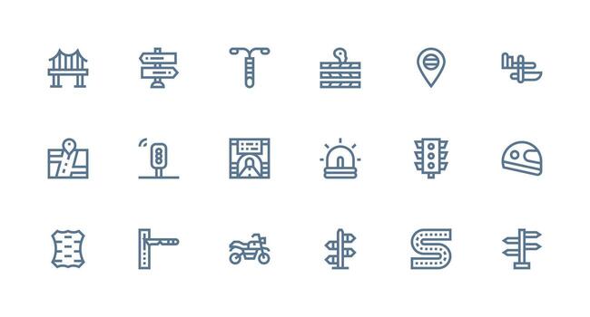 Road Icon Collection with 18 Strong Stroke Line Designs Core Icon Collection for Daily Tasks vector