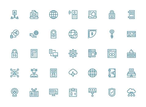 35 Regular Clean Line Style Icons from Access Collection Optimized Icon Pack for Digital Products vector