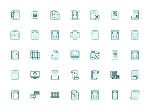 35 Regular Clean Line Style Icons from Spreadsheet Collection Clean Icon Collection for Web Use vector