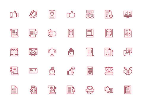 Agreement featuring 35 Icons in Regular Clean Line Design Core Icon Collection for Daily Tasks vector
