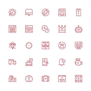 25 Medium Stroke Outline Style Icons from Status Collection Design Ready Icon Set for Teams vector