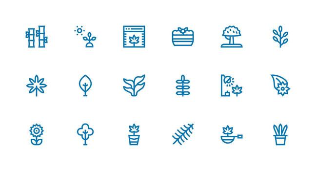 Leafy Icon Set with 18 Strong Stroke Line Graphics Essential Icons for Rapid UI Building vector