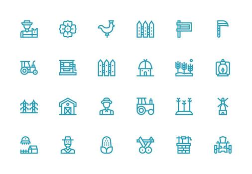 Thick Line Line Style Countryside Icons with 24 Vectors Scalable Icons for Cross-Platform Interfaces