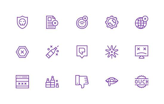 15 Regular Line Vectors for Failure Theme Glyph Icon Series