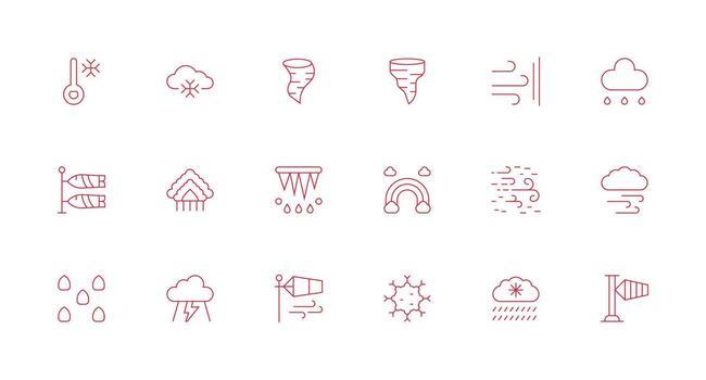 18 Minimal Line Vectors for Meteorological Theme Interface Icon Collection for Daily Projects