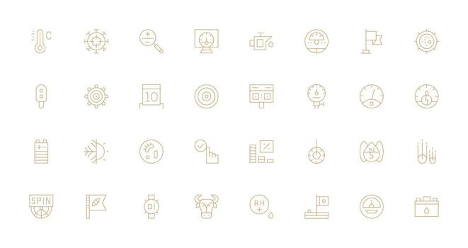 Indicator Icon Set with 32 Thin Line Graphics Complete Icon Bundle for Web Design vector