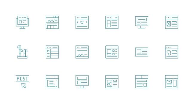 Blog Set with 18 Minimal Line Icons Organized Icon Pack for Quick Access vector