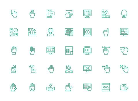 Ui featuring 35 Icons in Regular Clean Line Design Fully Editable Icon Set for Web vector