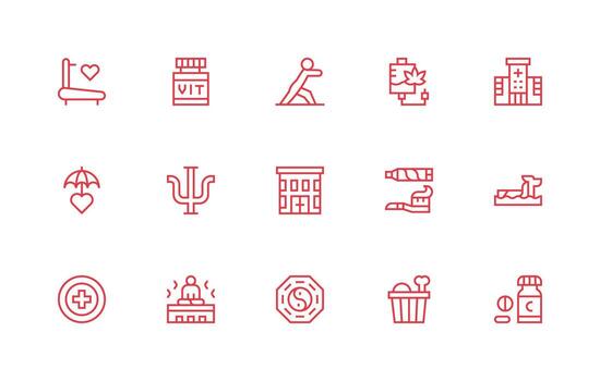 15 Regular Line Vectors for Wellness Theme Clean Icon Collection for Web Use