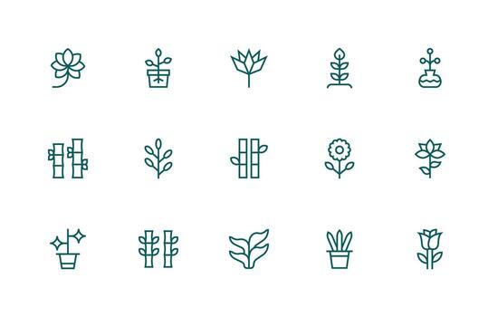 Regular Line Style Stem Icons with 15 Vectors Responsive Icon Set for Flexible Layouts