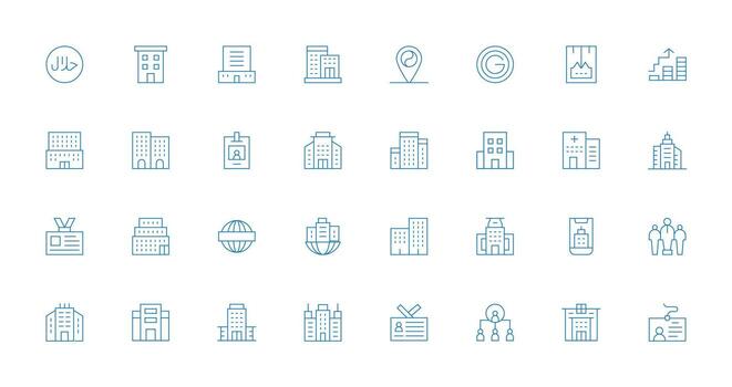 32 Thin Line Style Icons from Company Collection Complete Icon Set for Mobile Apps vector