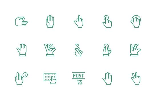 15 Icons for Click in Regular Line Format Basic Icon Series vector