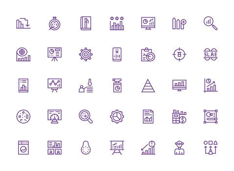 35 regular limpiar línea estilo íconos desde métrica colección icono conjunto para web vector