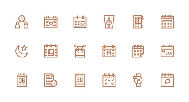 Calendar Icon Collection with 18 Strong Stroke Line Designs Flexible Icon System for Web Interfaces vector