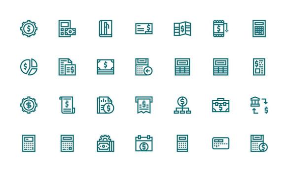 Accounting Icon Set with 28 Bold Line Graphics Reusable Icon Set vector