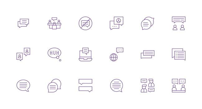 Minimal Line Style Dialogue Icons with 18 Vectors Core Icon Collection for Daily Tasks