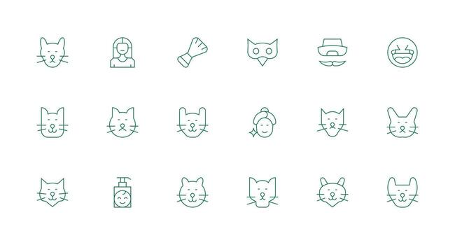 Face Visual Pack containing 18 Minimal Line Icons UI Icon Set vector