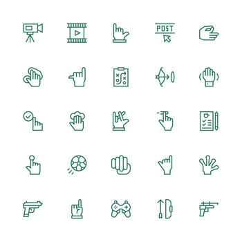 25 Icons for Action in Medium Stroke Outline Format Multi-Style Icon Collection vector