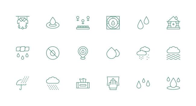 Minimal Line Style Moisture Icons with 18 Vectors Multi-Style Icon Collection