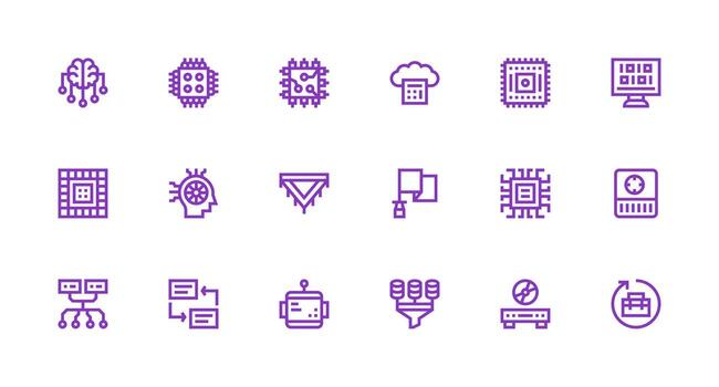 18 Strong Stroke Line Designs for Data Processing Icons Design Ready Icon Set for Teams vector