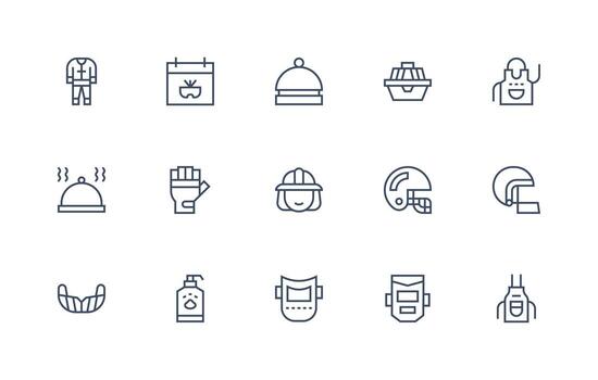 Regular Line Style Protective Icons with 15 Vectors Design Ready Icon Set for Teams