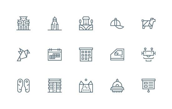 Regular Line Style Flat Icons with 15 Vectors Well-Structured Icons for Creative Use