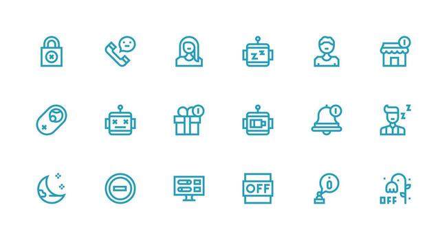 Inactive Icon Collection with 18 Strong Stroke Line Designs User Interface Icons for Digital Products vector