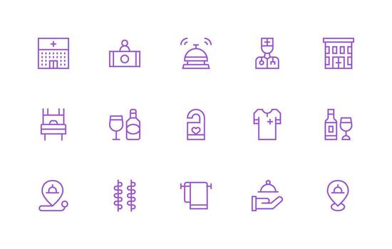 15 Regular Line Icons for Hospitality Graphics Interface Icon Collection for Daily Projects vector