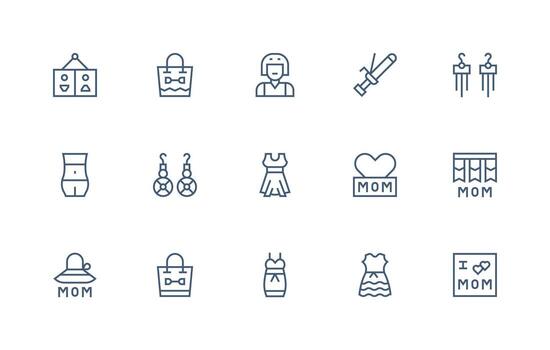 15 Icons for Women in Regular Line Format Multi-Style Icon Collection vector