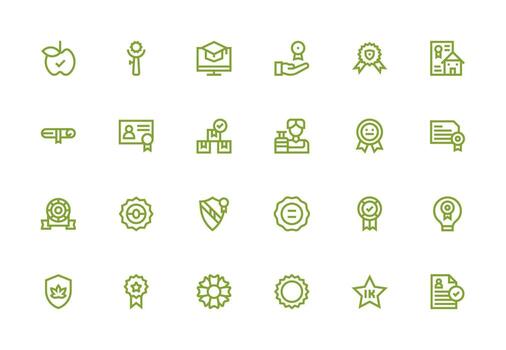 Certification Icon Set with 24 Thick Line Line Graphics Neat Icon Set vector
