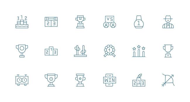 18 Minimal Line Style Icons from Contest Collection Style Icon Set vector