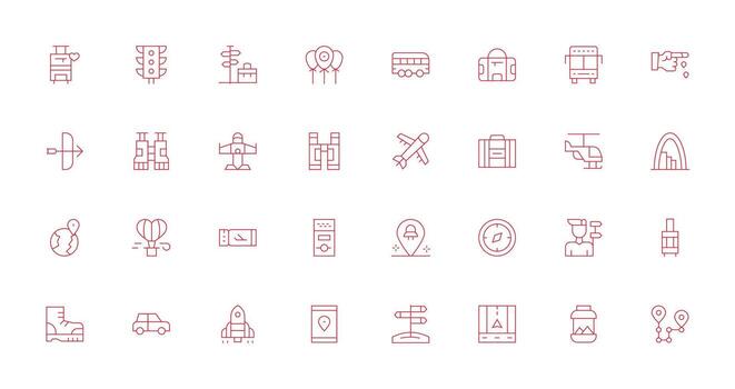 Journey Set with 32 Thin Line Icons Pixel Perfect Icon Set vector