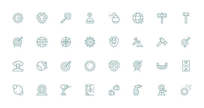 Impact Icon Set with 32 Thin Line Graphics Design Icon Pack vector