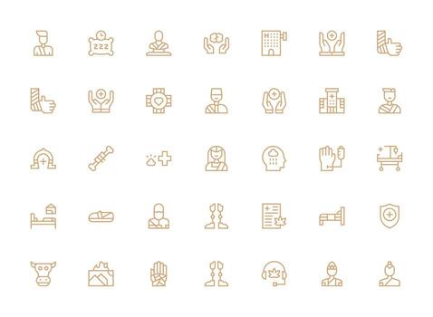 Recovery Visual Pack containing 35 Regular Clean Line Icons Simple Icons for Interface and Wireframes vector