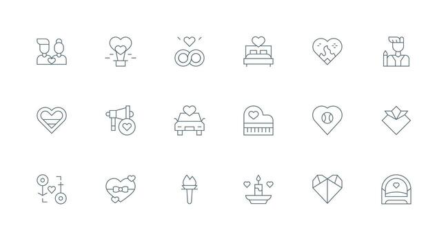 Passion Set with 18 Minimal Line Icons UI-Ready Icon Collection vector