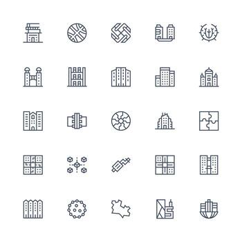 Medium Stroke Outline Style Complex Icons with 25 Vectors Balanced Icon Set for Functional Design
