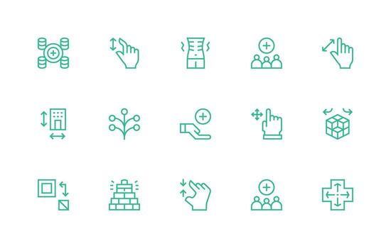 15 Expand Icons in Regular Line Aesthetic Customizable Icon Series for Mobile Screens vector